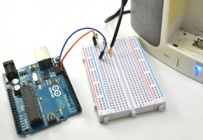 Схема подключения Arduino ко входу усилителя звукового сигнала в сборе