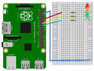 Компоновка макетной платы для светофора под управлением Raspberry Pi.jpg