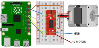 Компоновка макетной платы для реализации микрошагов на Raspberry Pi